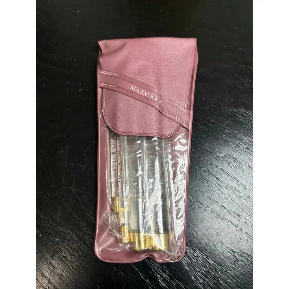 Vintage Mary Kay 5 Piece Clear Makeup Brush Set Travel Pouch original packaging